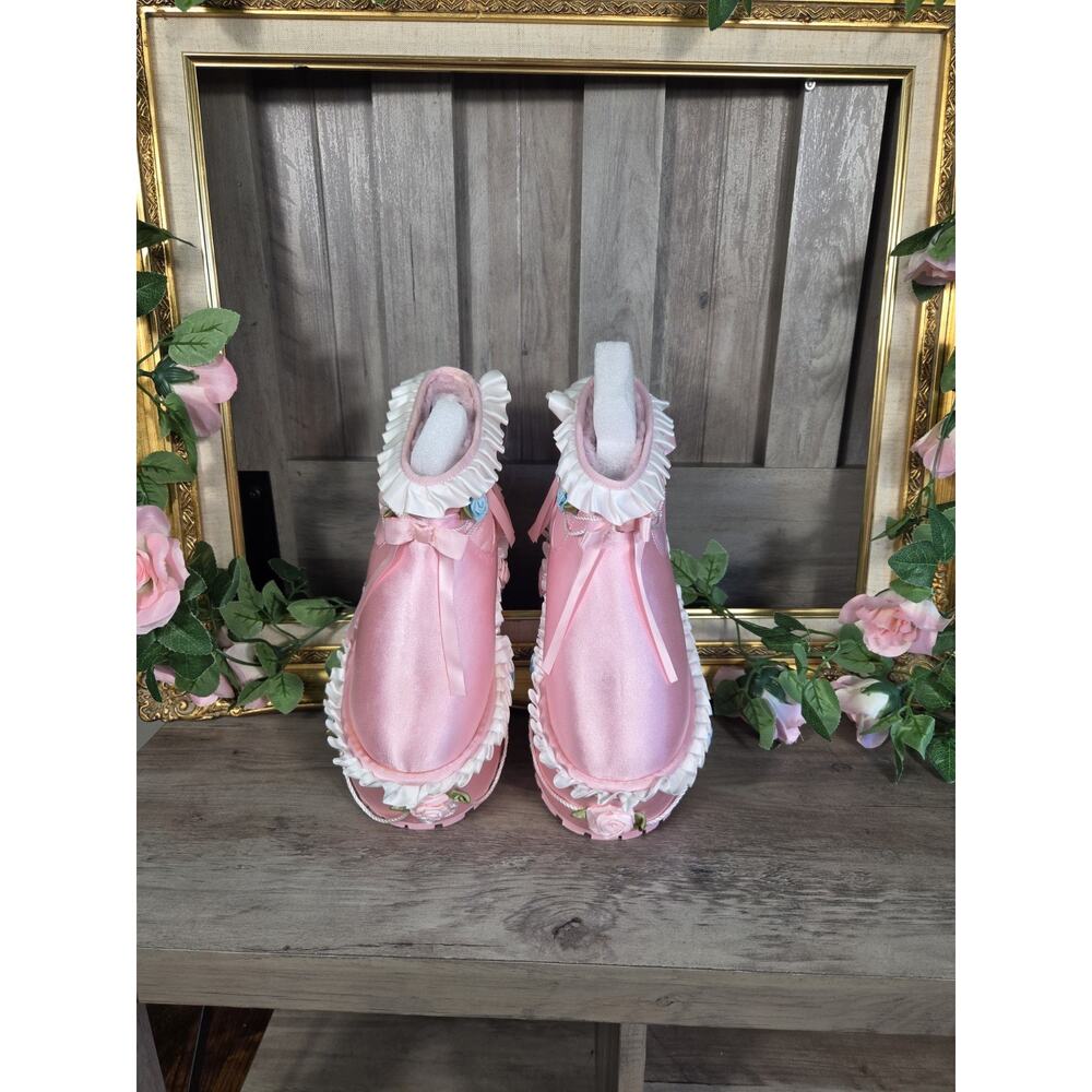 Dolls Kill Elsa Cake Bootie Pink Platform Boots Women's US 7 Lolita Coquette - Picture 3 of 9